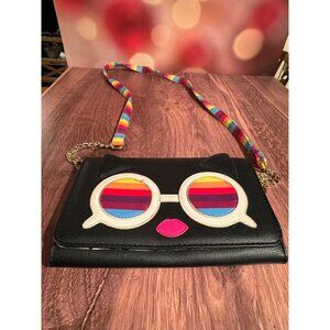 🌈 For Sale: Betsey‎ Johnson Convertible Rainbow Pride Kitty Cat Crossbody 🌈